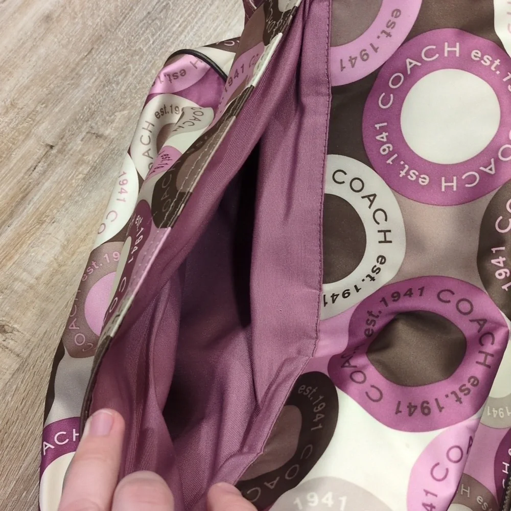 👶🎒Coach Pink/Purple & Brown Circle Diaper Baby Bag w/ Changing Pad👶🎒